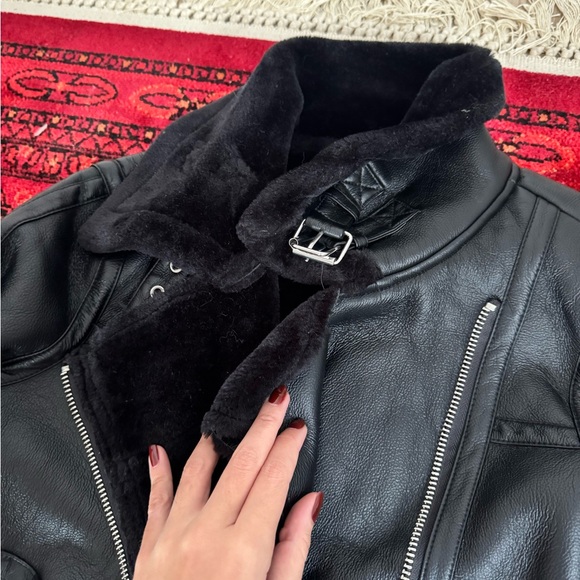 Topshop faux fur lined leather biker jacket. Brand new! Size 4 / S - Picture 4 of 4